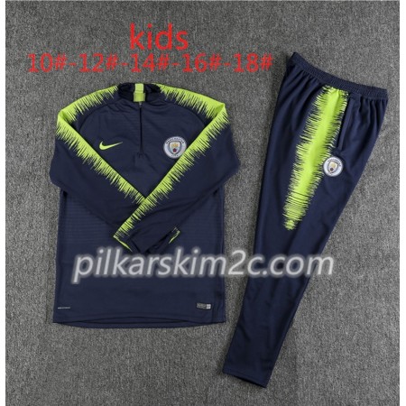 Manchester City Dziecięca Komplet Bluzy Treningowe Ciemno Niebieski Zielony 2018-2019